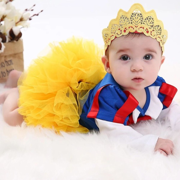Snow White Girl Romper Tutu Dress Princess Cosplay Baby Clothing Sets Kids Party Infant/toddler Costume Clothes 6M