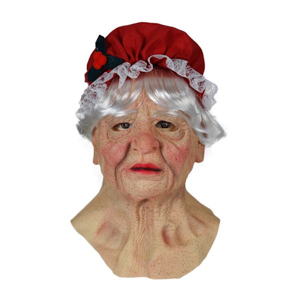 Mrs. Claus Mask Fest Huvudbonader Cosplay Kostym Rekvisita Jul