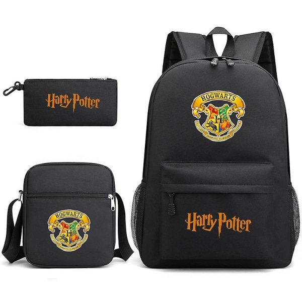 Harry Potter mønster rygsæk Student skoletaske Lille skuldertaske Blyantstaske Tredelt Cross-3