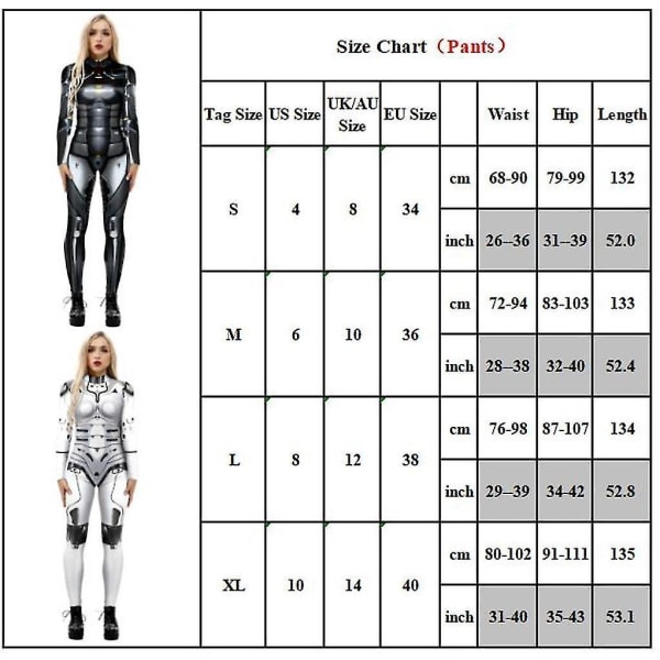 Naisten 3D-robottipainettu Cosplay-asuhaalari Halloween-leikkipuku White Grey