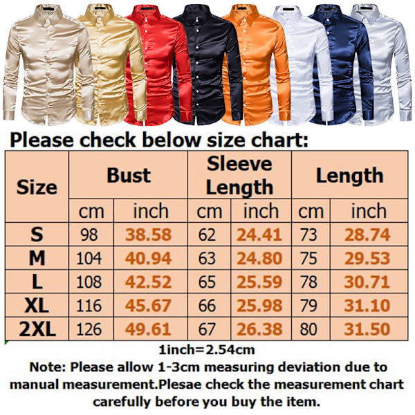 Langermede skjorter med knapper for menn Skinnende langermede skjorter Khaki M