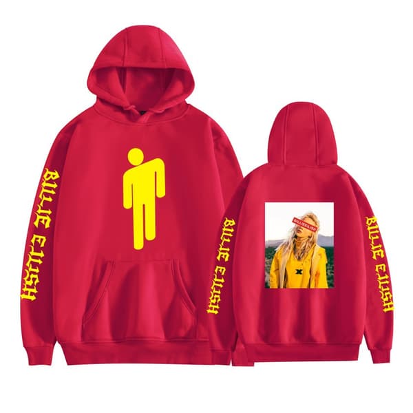 Billie Eilish Sweatshirt Unisex Pullover Æstetisk Hættetrøje Rød A2 Rød A Red A M