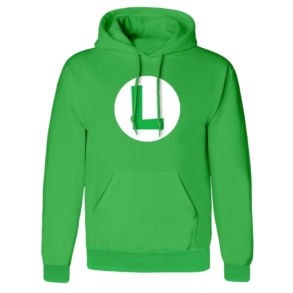 super Mario Unisex Adult Luigi Badge Pullover Hættetrøje Grøn Green S
