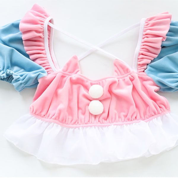 Lolita Cute Sleepwear Puff Sleeves Tube Top ja Shortsit Alusvaatteet Setti Anime Cosplay Kissan Korville Pyjama Temptation Linge