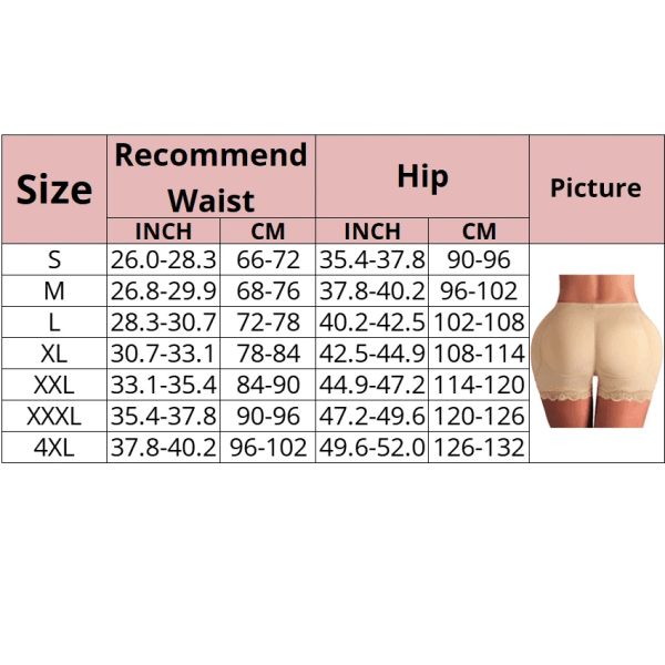 Polstret rumpeløfter Korrigerende undertøy Butt Enhancer Body Shaper Modelleringsstropp Fake Hip Shapwear Undertøy Push Up Truser Skin 0 Skin XXL