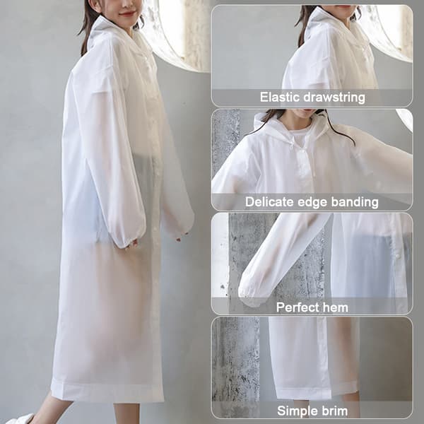 2 ponchoer/regnfrakker til voksne med hætte og snøre White