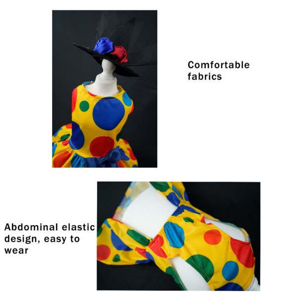 Andas Pet Dress Dog Kjol Tight midja Cosplay Kläder Bra Clown（S）