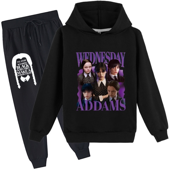 Onsdag Addams printed byxor med hoodie för barn B 170cm