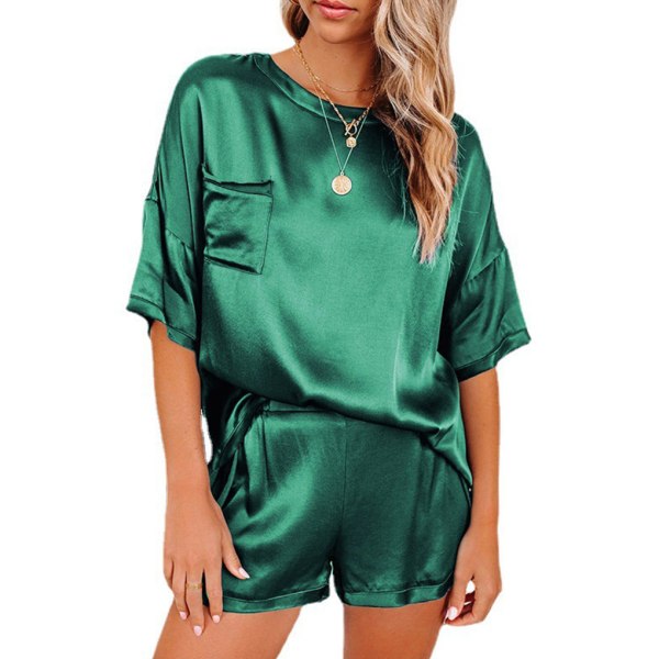 2 stk Dame pyjamas og kortærmet sommer leepwear Dark Green S