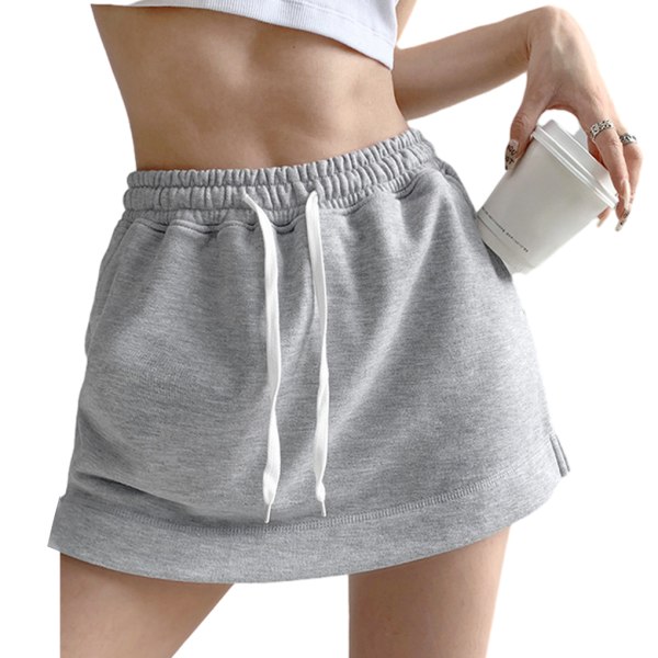 Shorts Kjolar Klänning Dragsko Högmidjat Candy Color för Gray XL