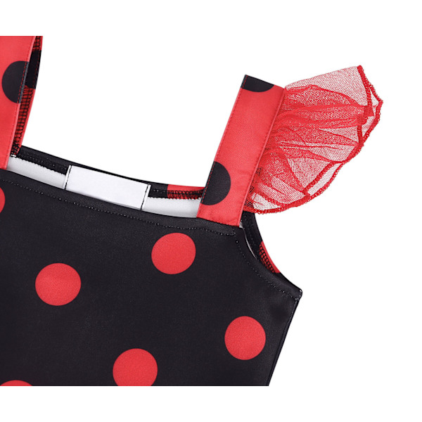 Piger Polka Dots Ladybug Dress Up kostume black 120cm