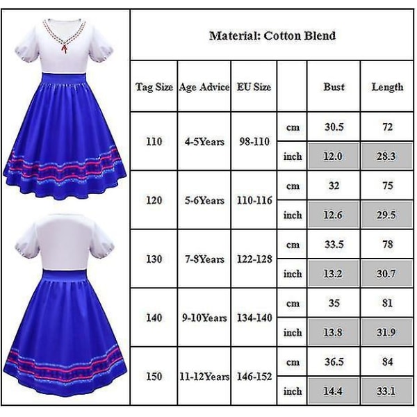 Barn Flickor Encanto Luisa Cosplay Kostym Fancy Dress Up Party 9-10 Years