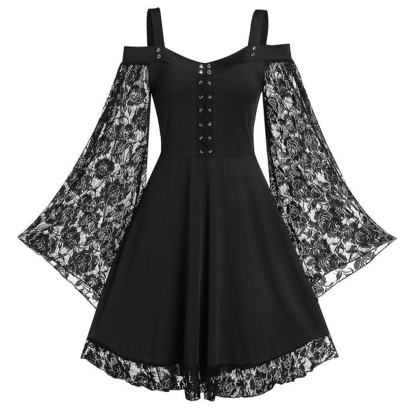 Halloween medeltida Lolita klänning gotisk spets kostym black