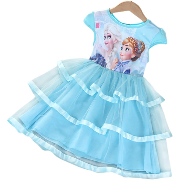 Barn Jenter Frozen Princess Fancy Dress Halloween Cosplay kostyme bule 110cm