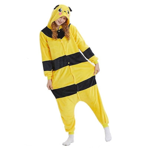 Bee Pyjamas Animal Onesie Bee-kostume til Halloween Cosplay - L