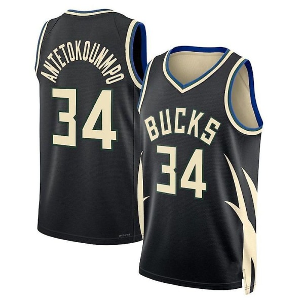 Milwaukee Bucks Antetokounmpo No.34 Basketball Jersey T-skjorte S