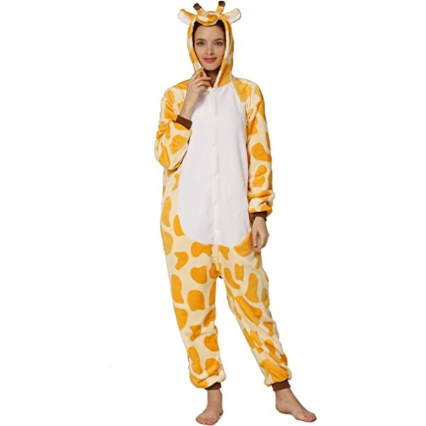 Unisex aikuisten pyjamat eläinten asu Cosplay One Piece pyjama (vetoketjuversio kirahvi)-L