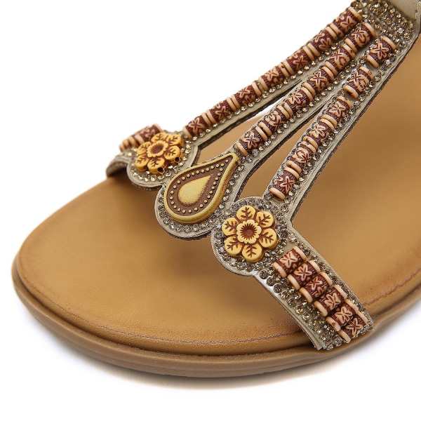 Sommer nye kvinners sandaler Elastisk bånd Lette og komfortable sandaler Apricot EU 41