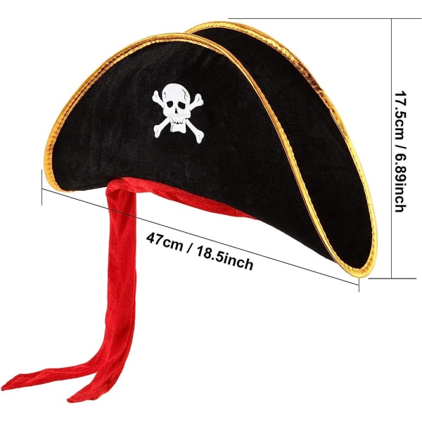 4 stykker pirathat Klassisk tryk Piratkaptajnkasket til Halloween Masquerade Party Cosplay Hat Rekvisitter