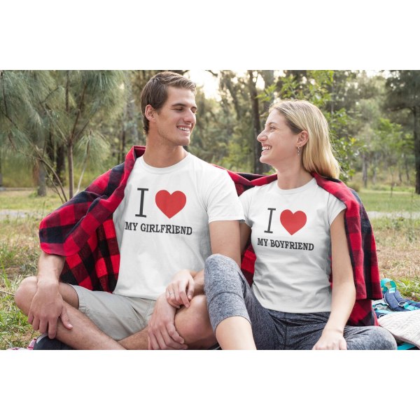 I ove my boyfriend eer girfriend t-shirt tryck unisex L l