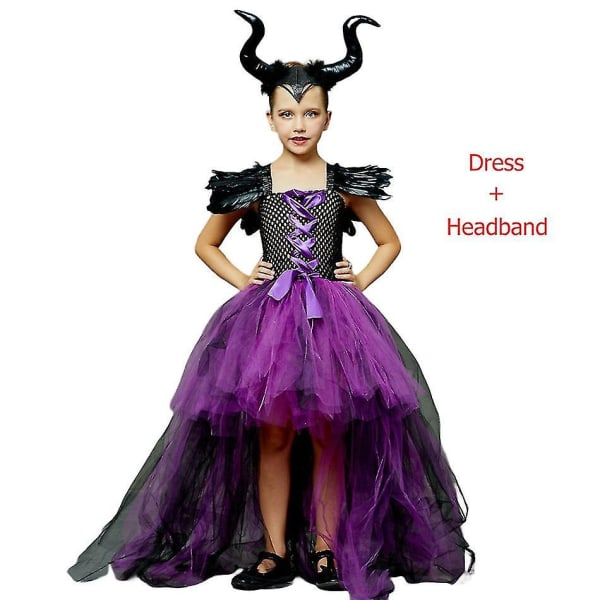 Halloween kostyme for barn Jenter Heksekjole Karnevalsfest Barn Vampyr Maleficent Cosplay Kostnad