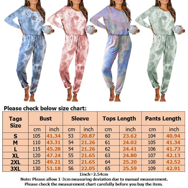 Naisten pyöreäkauluksiset yöasut ja housut Pyjama-setti Red 2XL