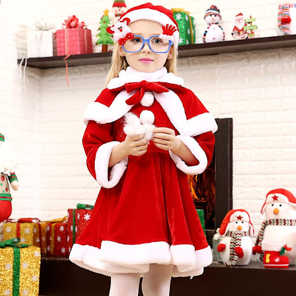 Joulupukin puku Jouluiset Cosplay-asut lapsille Söpö reppu boys suit XL(140cm)