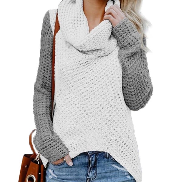 Pluss størrelse tykk strikket varm raglan-ermet strikket genser for kvinner Gray S