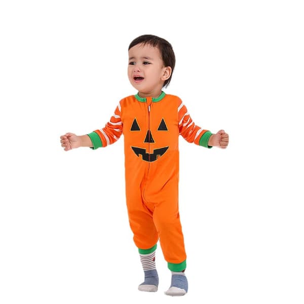 Familjematchande Pyjamas med Långärmad Pumpaprint för Halloween MEN S