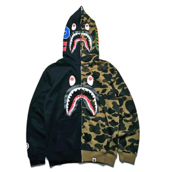 Hettegenser for menn Camo Løs Glidelås Shark Head Wgm Jacket Sweatershirt #5 4XL