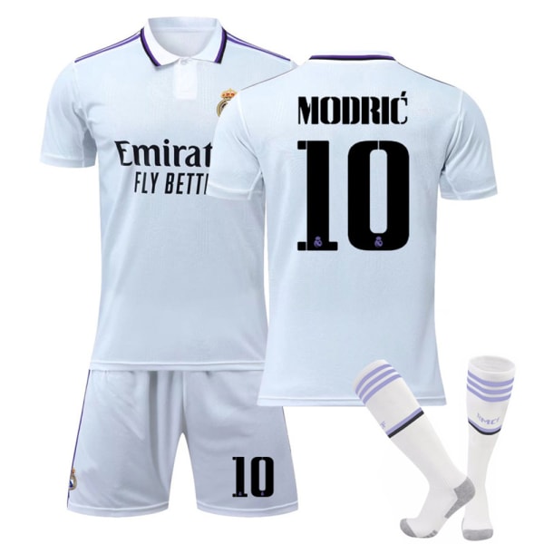 Real Madrid hemmatröja nr 9 Benzema fotbollströja nr 10 Modric Sportkläder Tröja Shorts Strumpor Set #10 22