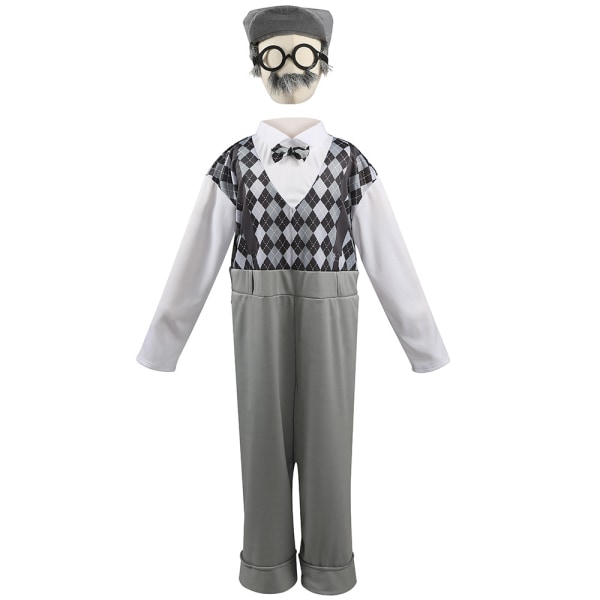 Barn Pojkars Cosplay Farfar Gammal Man Skola Kostym Prestanda Kläder Utrustning grey M