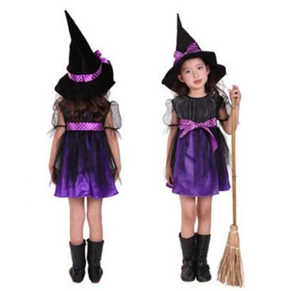 Flickans Halloween häxklädeshatt purple 110 cm