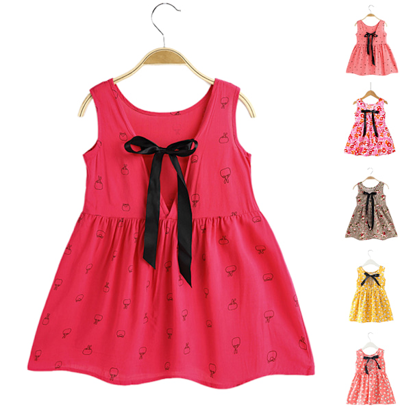 1-6 År Småbarn Baby Barn Flickor Ärmlös Tryckt Kjol Prinsessklänningar Kläder Baby Vardagskläder B 130cm