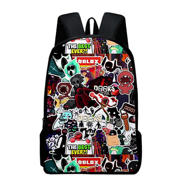 Doors Roblox Figur barnryggsäck 3D-tryckt laptopryggsäck A