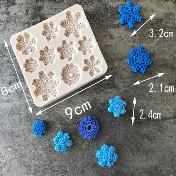 Jul-silikonform för marsipan, snöflinga, tårtdekoration A