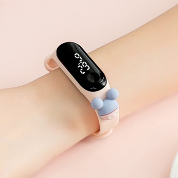 Söt flicka tecknad sport vattentät band LED digital armbandsur Yellow - Pikachu