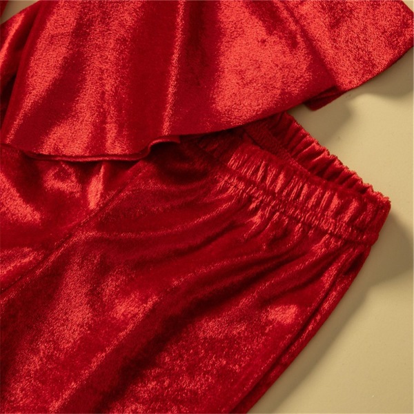 Julkläder för barn, flickor, långärmad topp och utsvängda byxor red 80cm