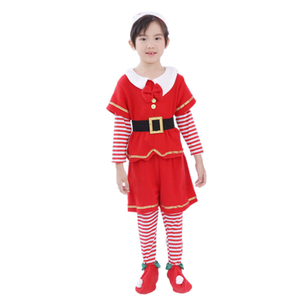 Barn Flickor Pojkar Jultomtekostymer Tomteklänning Outfit Vinter Boy 110cm