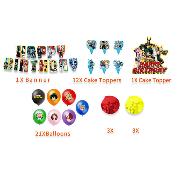 My Hero Academia Födelsedag Dekorationer Tårta Topper Dekor Festtillbehör Kit Set