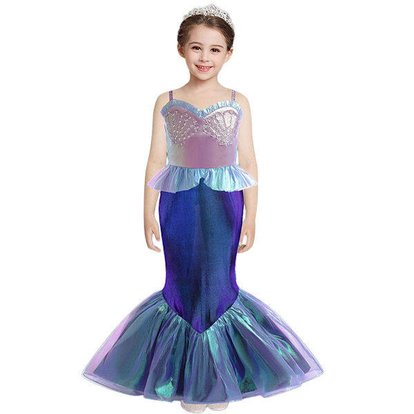 Karneval Sjöjungfru Flickor Prinsessklänning Halloween Cosplay Kostym 110cm