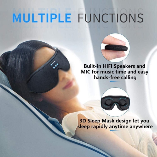 Trådlös Bluetooth Sleep Eye Mask Headset Hörlurar Sleep Mask