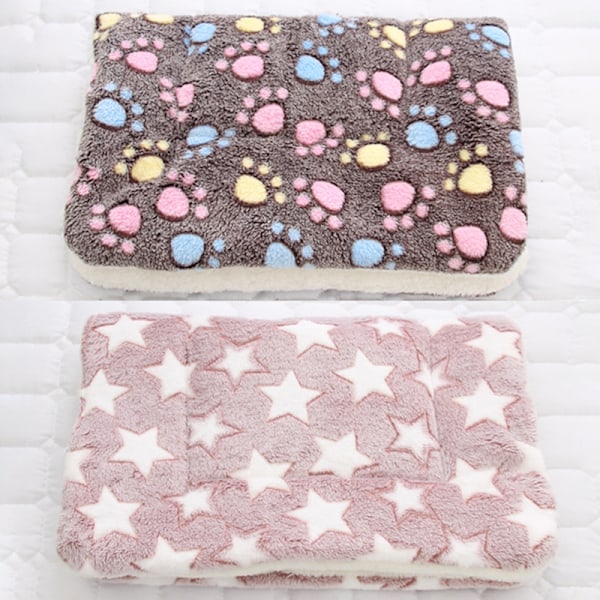 Hvalp kæledyrsfilt katteseng madras blød varmere måtte Pink Star 79*60cm