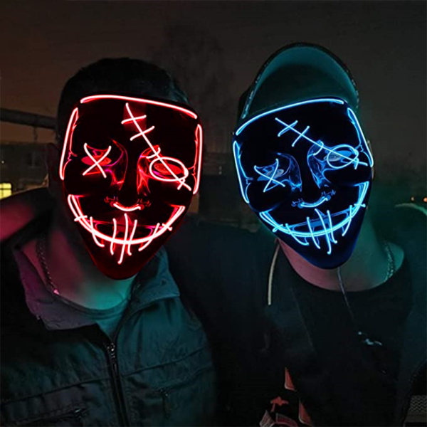 Led Mask Light Up Mask Glow In The Dark Cosplay Halloween Mask blue