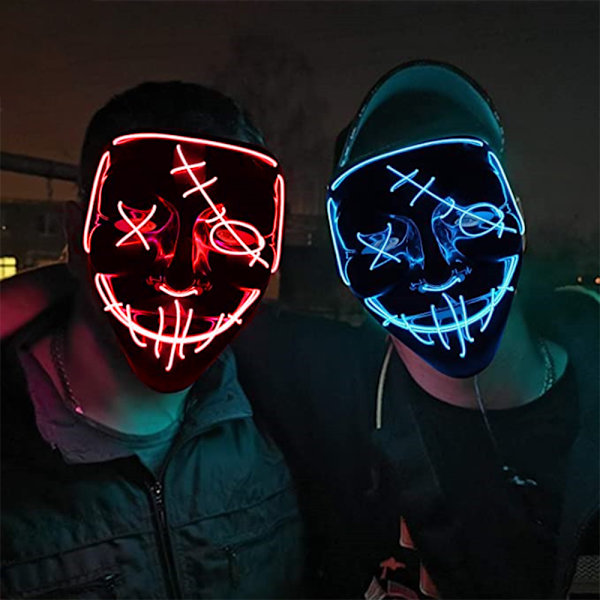 LED Maske Lysende Maske Selvlysende Cosplay Halloween Maske blue