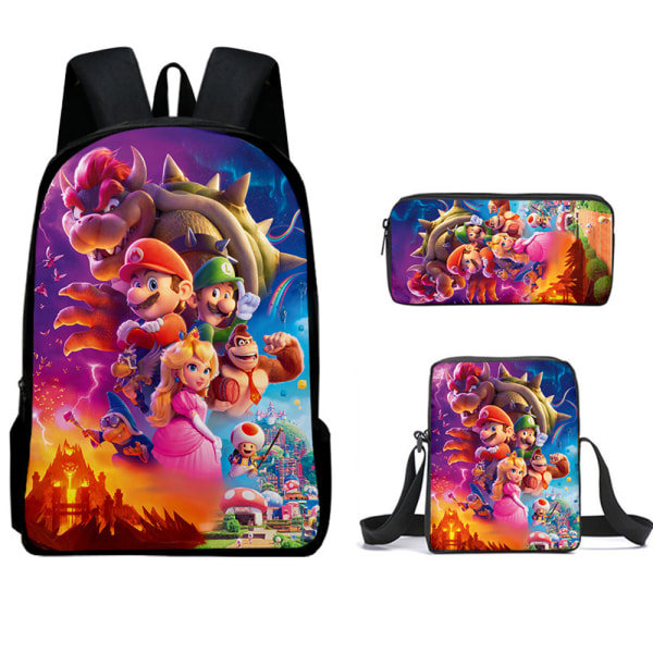 Super Mario 3-delad ryggsäck & axelväska pennväska set