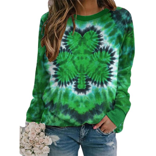 Dam St. Patrick's Day Tryckt Casual Sweatshirt Långärmad L