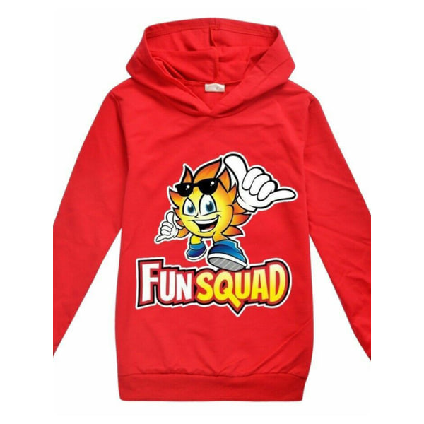 Pojkar Flickor Fun Squad Gaming Hoodie Tröja Pullover Sweatshirt red 130cm