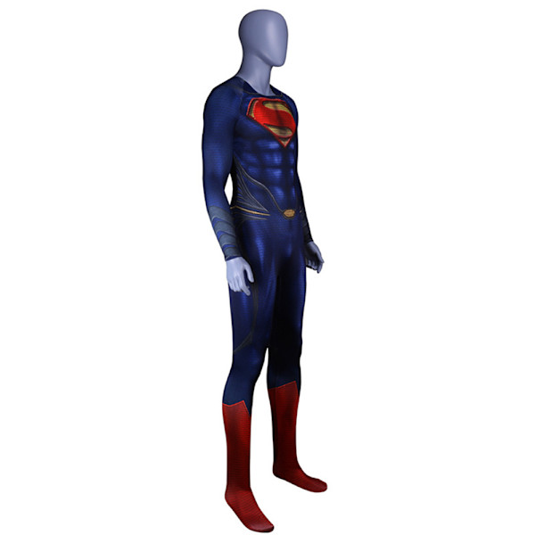 Superhjälte Superman Cosplay Kostym Jumpsuit Vuxna Herrar Halloween Maskeraddräkt L