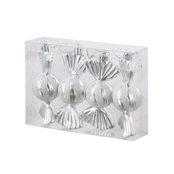 4 st julgodispynt Julgranshängen Festdekoration silver